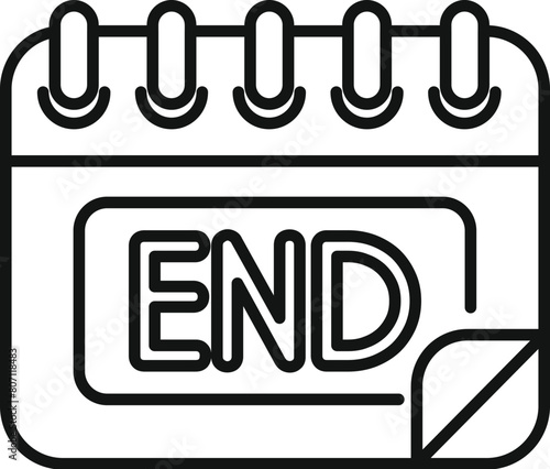End calendar duration icon outline vector. Date life. Month fixed schedule
