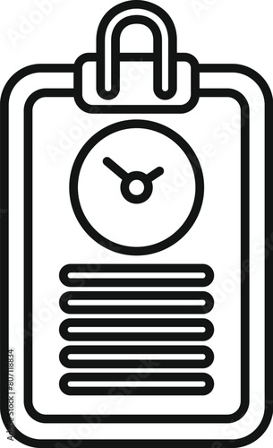 Clipboard duration event icon outline vector. Concept minute. Education agenda