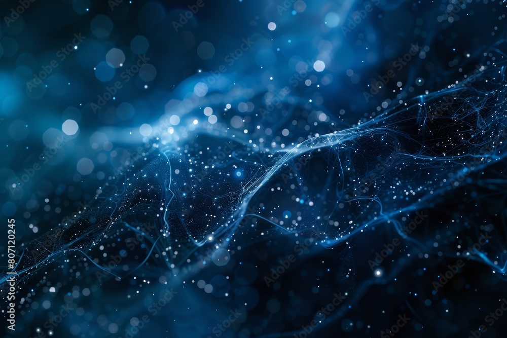 Illustration Abstract wave motion pattern and dynamic mesh line on dark blue background. Digital cyberspace, high tech, technology concept Illustration Abstract wave motion pattern and dynamic mesh line on dark blue background. Digital cyberspace, high tech, technology concept