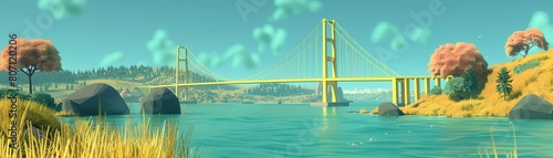 Virtual reality experience simulating travel across famous intercontinental bridges