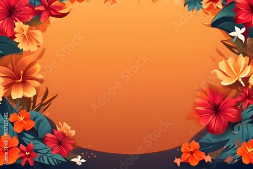 Asian American and Pacific Islander Heritage Month banner template with empty copy space for text. AAPI background with traditional flowers