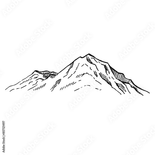 Mountain isolated on white background. Hand drawn vector illustration.