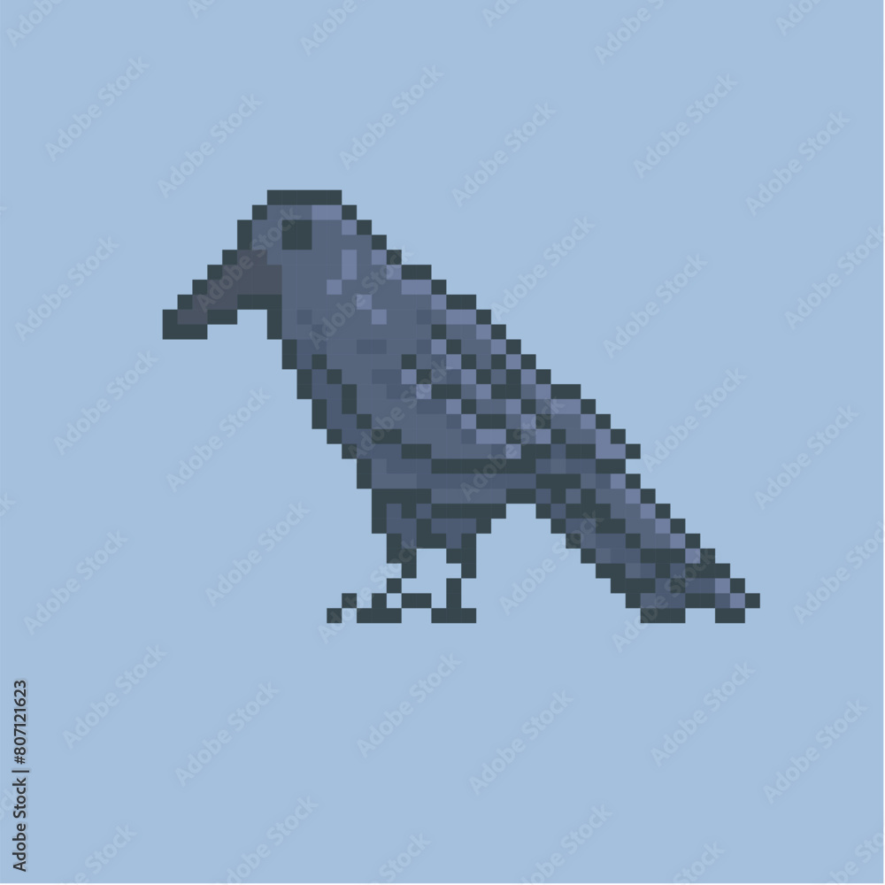 Fototapeta premium crow black raven pixel art