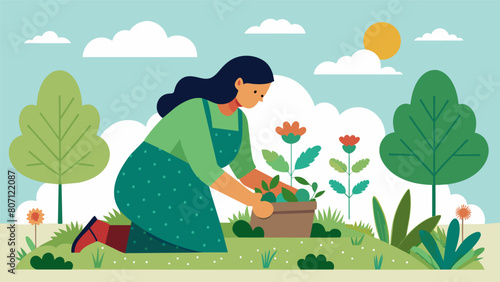 A woman harvesting herbs from her backyard garden to create a natural remedy for her seasonal allergies..
