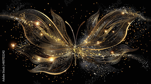 Shiny butterfly wings on a black background, an illustration of an unusual background. photo