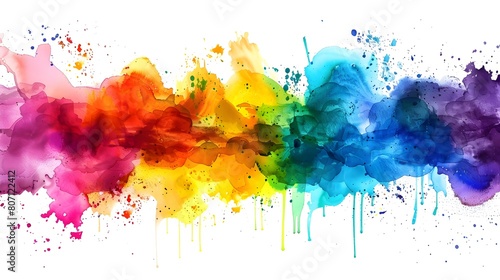 Vibrant Watercolor Splash with Dynamic Colorful Drips and Brush Strokes description This image