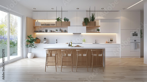 scandinavian Chic Kitchen Light Wood Tones White Cabinet