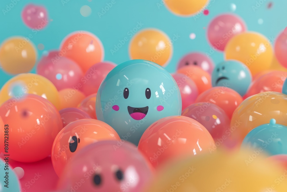Cheerful Bubbles with Cute Faces Cheerful Bubbles with Cute Faces
