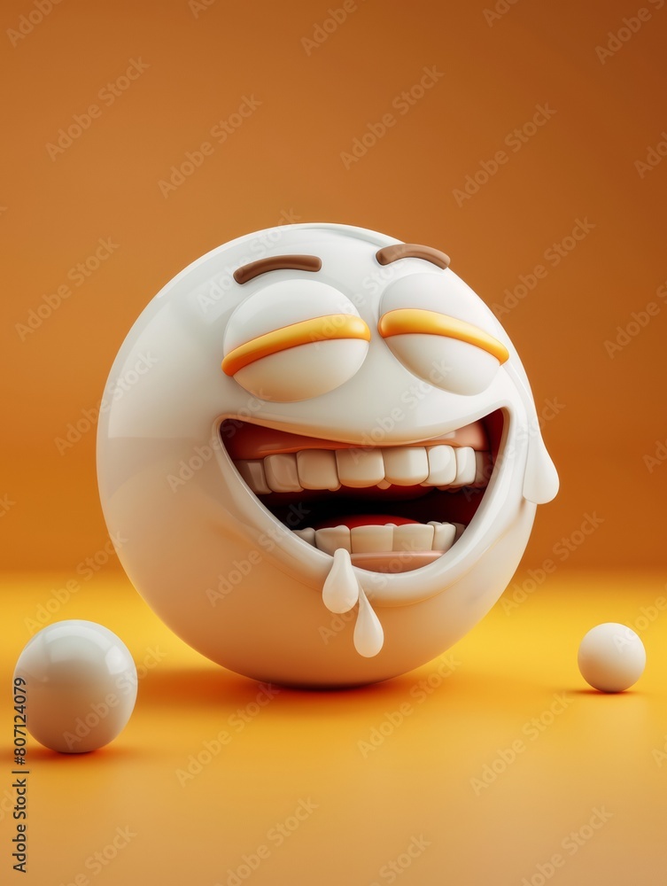 Laughing Emoji with Tears of Joy and Exaggerated Laughter, Vibrant 3D