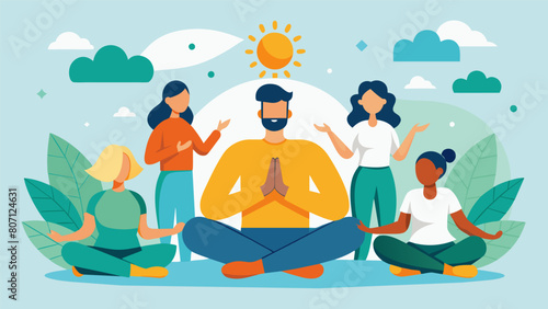 A supportive and understanding atmosphere is created as participants are reminded to listen to their bodies and not push beyond their limits.. Vector illustration