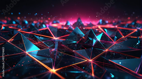 Abstract digital wallpaper. Immerse yourself in a world of glowing neon lines and ethereal bokeh lights technology background.