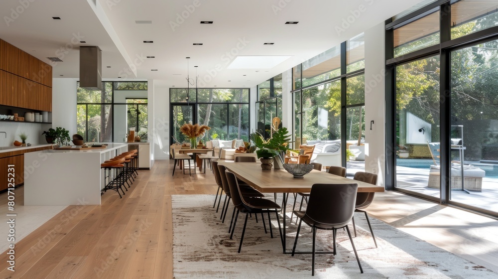 Fototapeta premium the minimalist style home interior design of the modern living room exudes a sense of calm and serenity