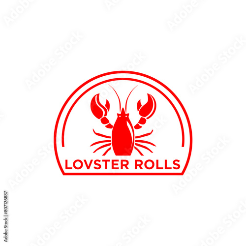 lobster roll logo complete with red lobster illustration