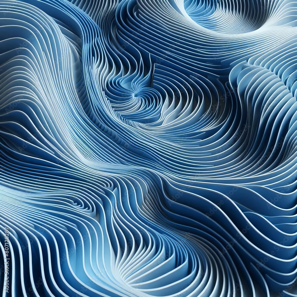 Three dimensional render of colorful wavy pattern