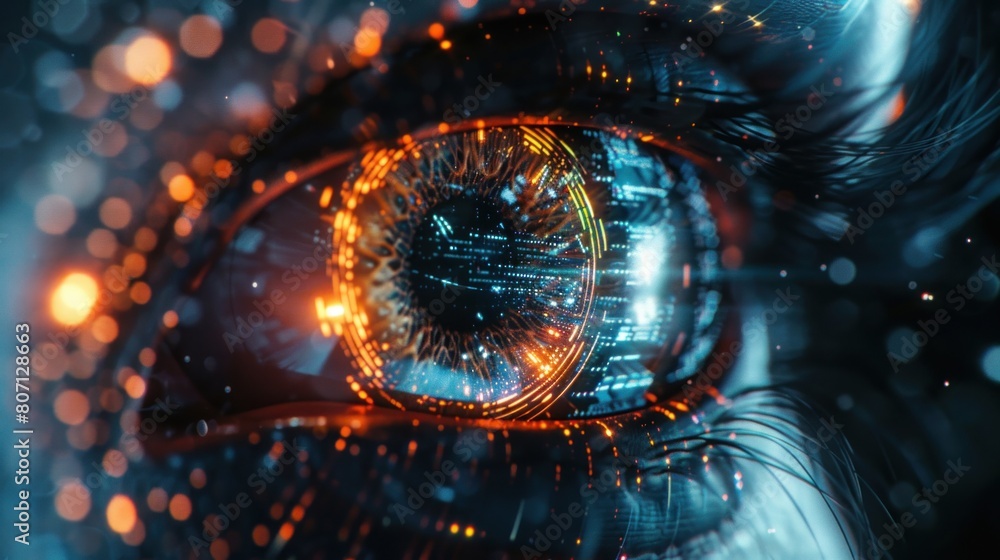 eye of futuristic and innovative imagery AI and automation reshapes the contours of business processes. eye of futuristic and innovative imagery AI and automation reshapes the contours of business processes.