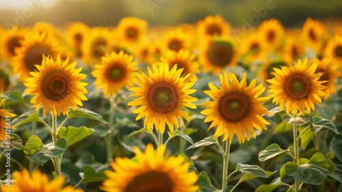 Field of Sunflowers Reaching for the Sun, A vibrant field of sunflowers symbolizing growth and optimism