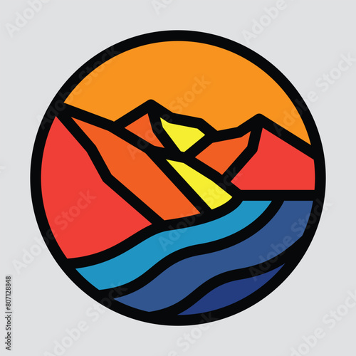 Mountains and river graphic illustration vector art t-shirt design
