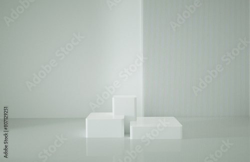 3d abstract platforms with cuboid, technology concept. Scene for product display. Realistic podium Illustration. 3D render