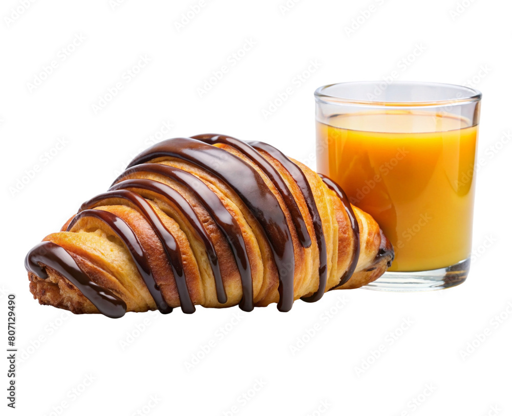 croissant filled with chocolate and freshly squeezed orange juice- croissant filled with chocolate and freshly squeezed orange juice-