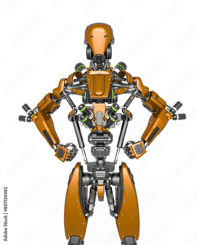 Fototapeta premium apocalypse cyborg in a super power pose