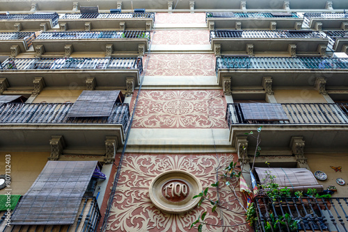 Facade of an old Modernist apartment building in el Poble-Sec, Barcelona, Catalonia, Spain, Europe photo