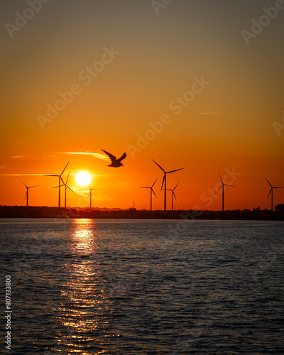 wind turbine at sunset