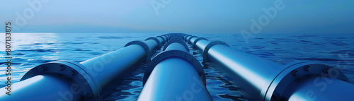 The depths of the ocean with our captivating image showcasing an underwater oil pipeline, perfect for website banners seeking to convey the essence of the energy sector and industrial development.
