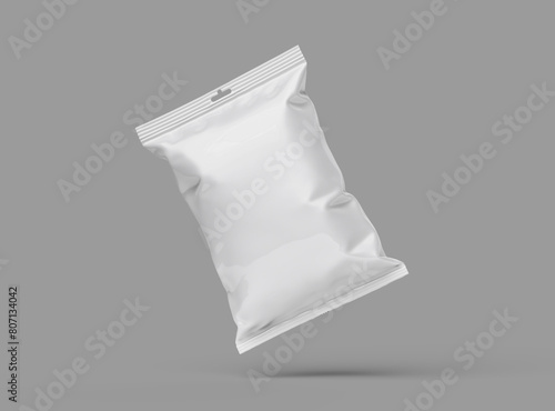 Realistic 3d rendered package for food snack, chips, cookies, peanuts, candy on a light background © DAkreev