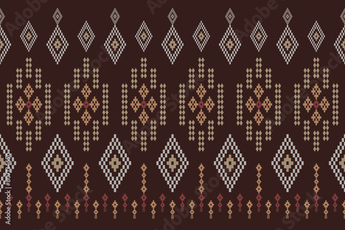 Vintage cross stitch traditional ethnic pattern. Ikat background abstract Aztec Indonesian Indian Malay beautiful seamless pattern for fabric,cloth,dress,carpet,curtain,sarong,saree,batik,wallpaper