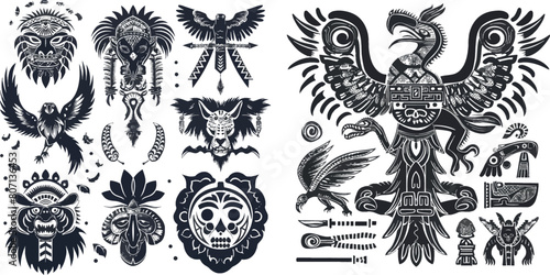 Aztec and maya ancient animal symbols