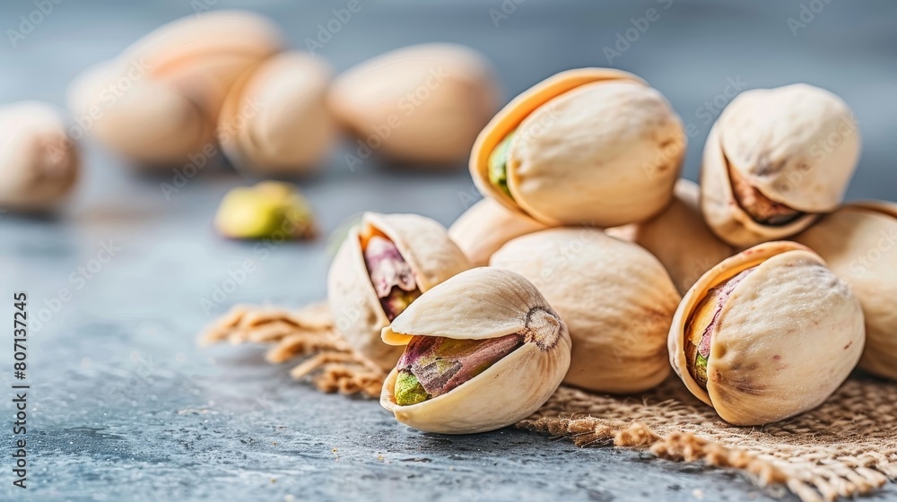 Close-up of pistachio surrounded by assorted nuts in a vibrant mix of flavors and textures Close-up of pistachio surrounded by assorted nuts in a vibrant mix of flavors and textures