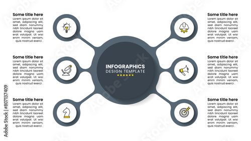 Infographic template. Splash with 6 connected circles