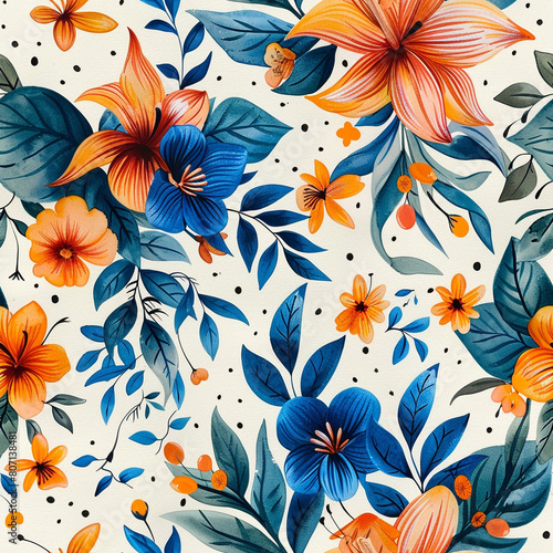 Colorful floral pattern on a white background