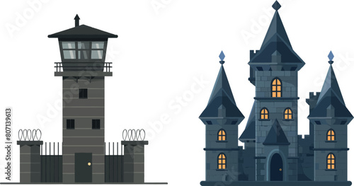 Prison building dark color flat icon