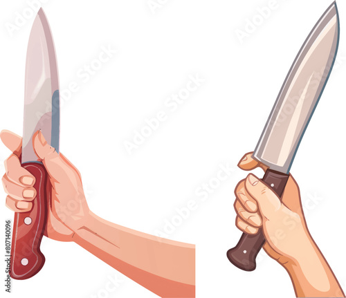 Hand hold kitchen knife. Cooking cartoon icon