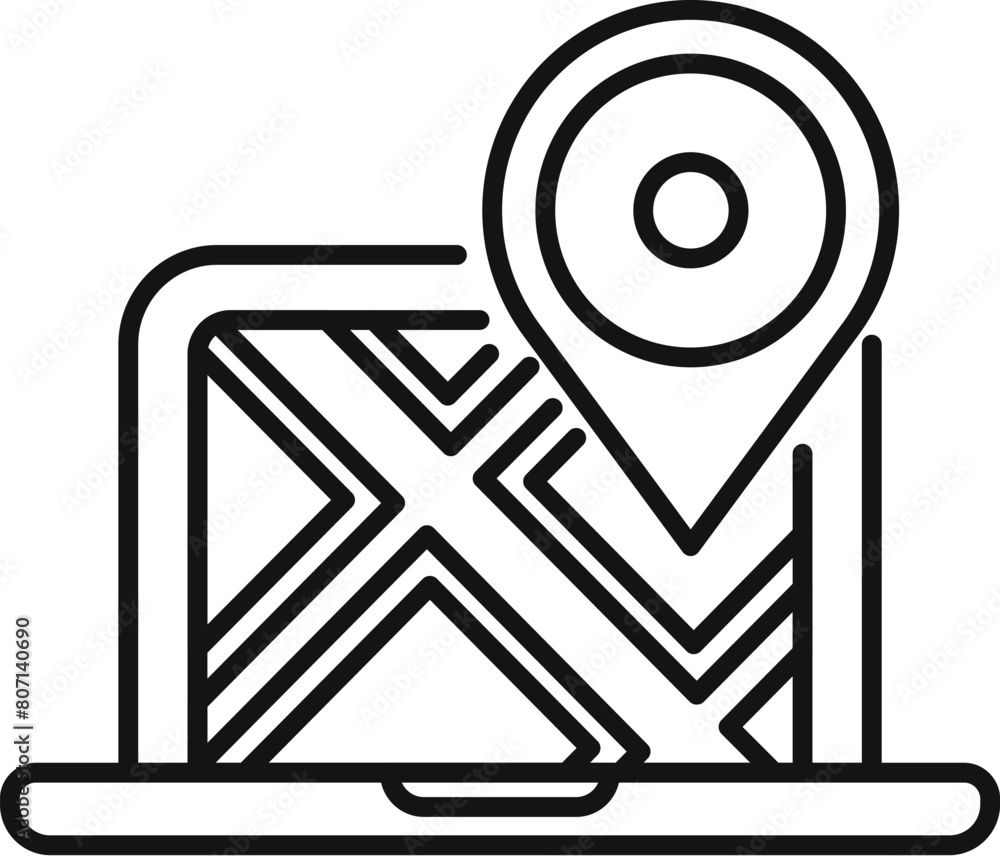Mark online locator icon outline vector. Market place. Advertising mobile service Mark online locator icon outline vector. Market place. Advertising mobile service