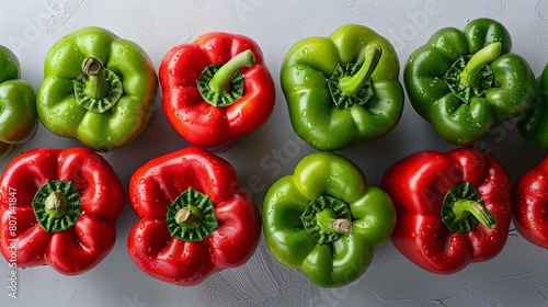 red and green bell peppers on isolated background