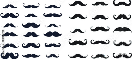 Mustache icons. fashion dandy hipster beard, barber shop signs