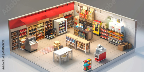 Food Packaging Area Floor: Featuring a designated area for packaging food orders, with packaging stations and storage for packaging materials photo
