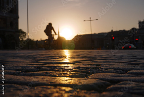 Photography Close-up of cobblestones in the city during sunset