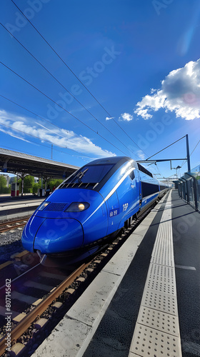 A Glimpse into the Future: High-Speed TGV Train Stationed at a Modern, Urban Platform