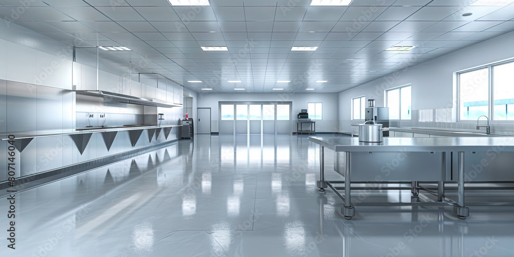 Food Quality Control Area Floor: Featuring a designated area for conducting food quality control checks, with inspection stations and quality control equipment