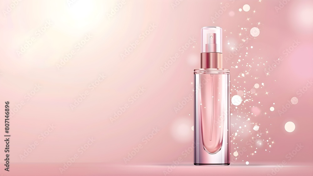 pink perfume cosmetic bottle with reflection pink perfume cosmetic bottle with reflection