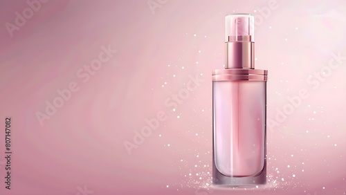 pink perfume cosmetic bottle with reflection