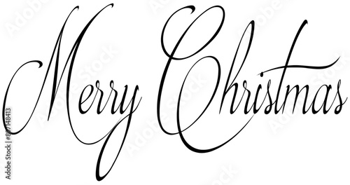 Merry Christmas text sign illustration on white background