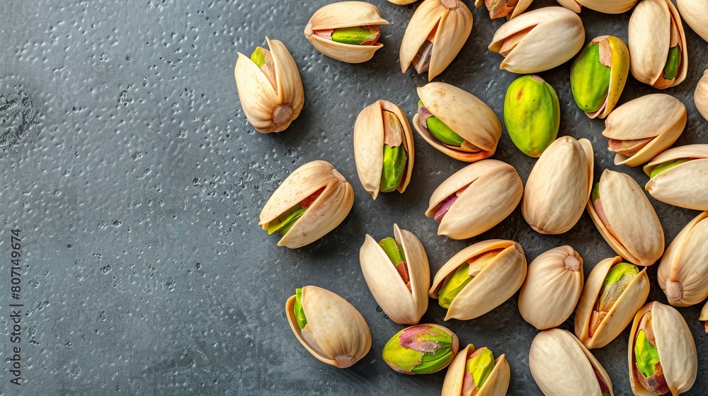 Close-up of pistachio surrounded by variety of assorted nuts, healthy snack concept Close-up of pistachio surrounded by variety of assorted nuts, healthy snack concept