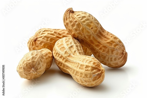Peanut on white background with clipping path fully in focus