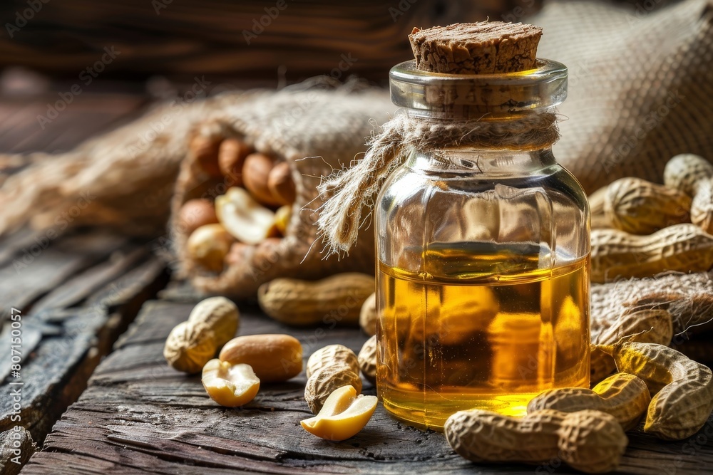peanuts and peanut oil in a bottle peanuts and peanut oil in a bottle