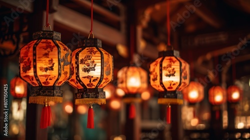 Traditional Chinese lanterns in the old town of Chiang Mai  Thailand.
