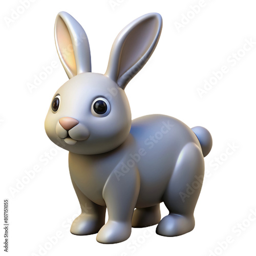 3D rabbit with transparent and gray background © Noppakun